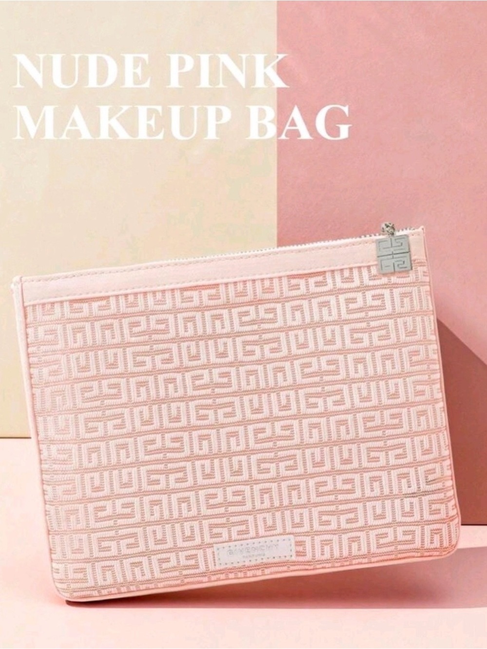 Givenchy Parfums Makeup Pouch Cosmetic Bag Transparent Flat Nude Pink New - Picture 4 of 6